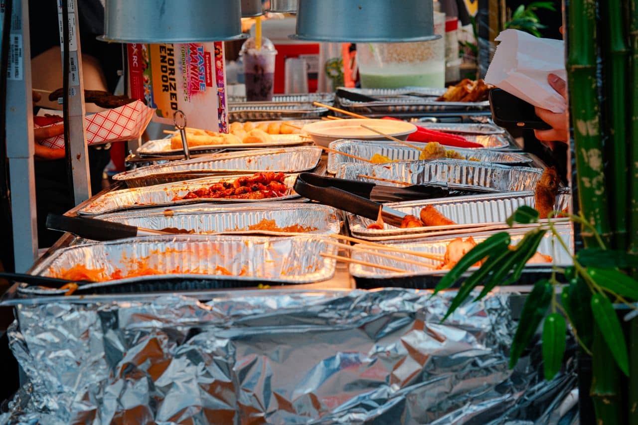 hibachi shrimp cooked for catering trays